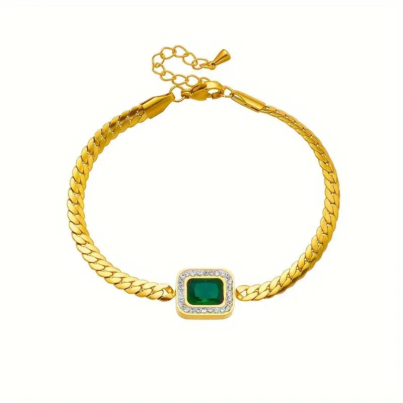 Gold Smaragd Kettenarmband