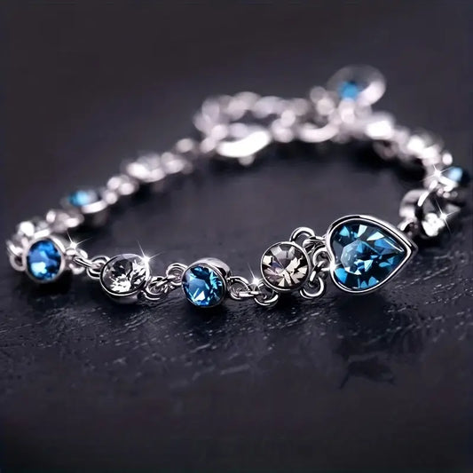 Ocean Herz Glow Armband | Weißgold