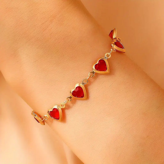Gold Rubin Herz Kettenarmband