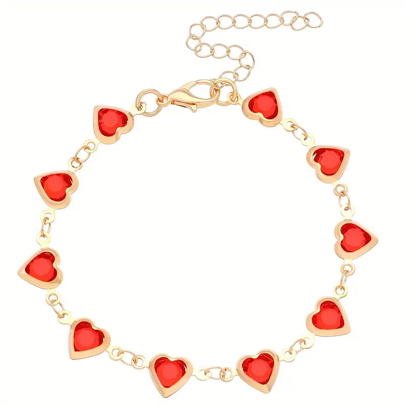Gold Rubin Herz Kettenarmband