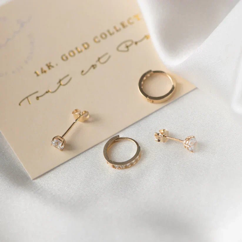 Dara Brillane Stein Ohrring-Set | Gold