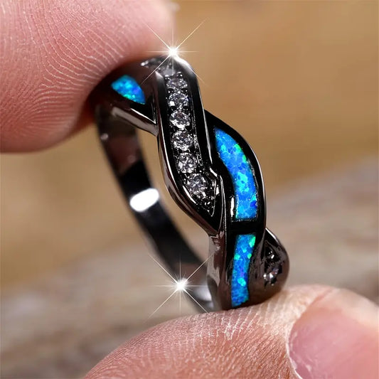 Silber Gedreht Inlay Ring