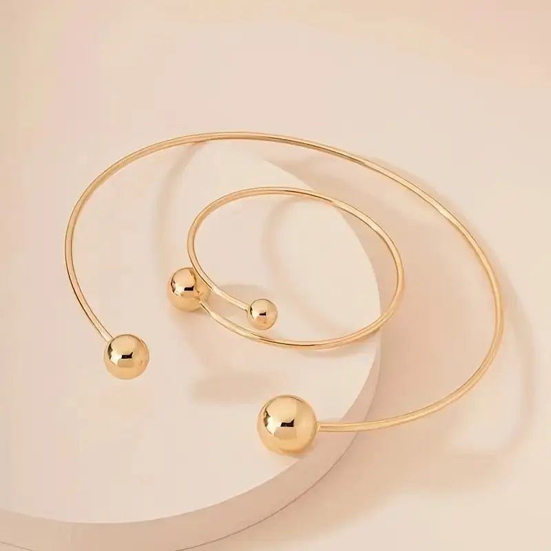 Minimalistisch Glow Collar & Cuff Armband-Set | Gold