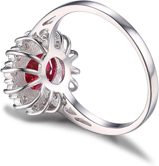 Klassisch Rubin Halo Ring | Weißgold