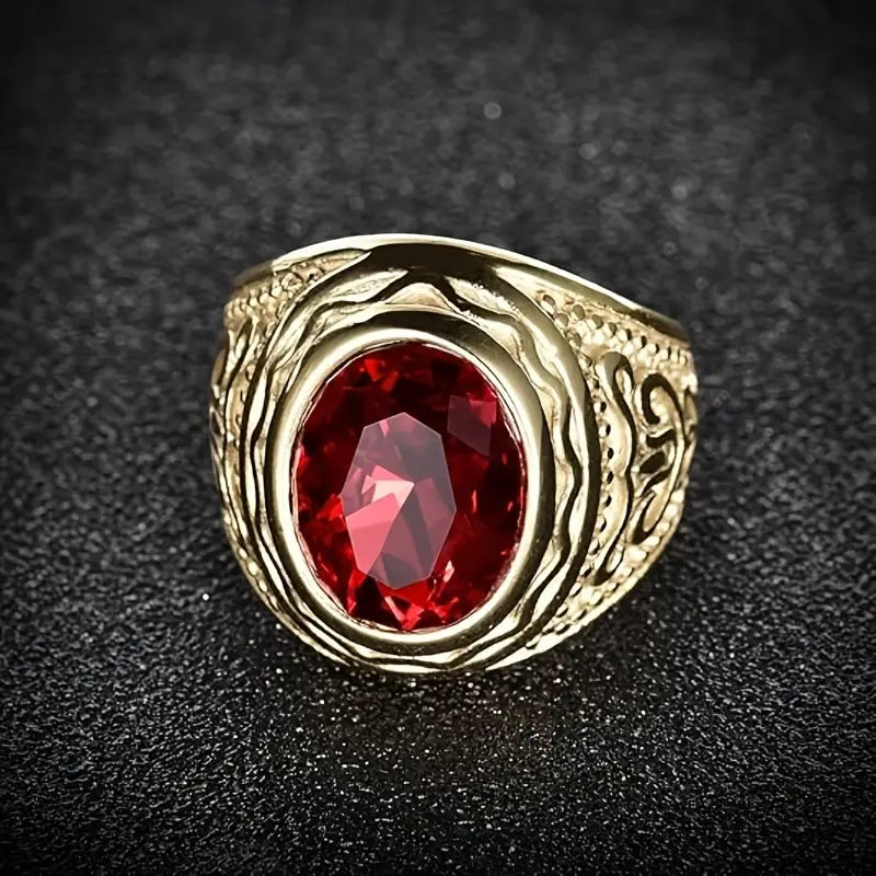 Gold Rubin Graviert Ring
