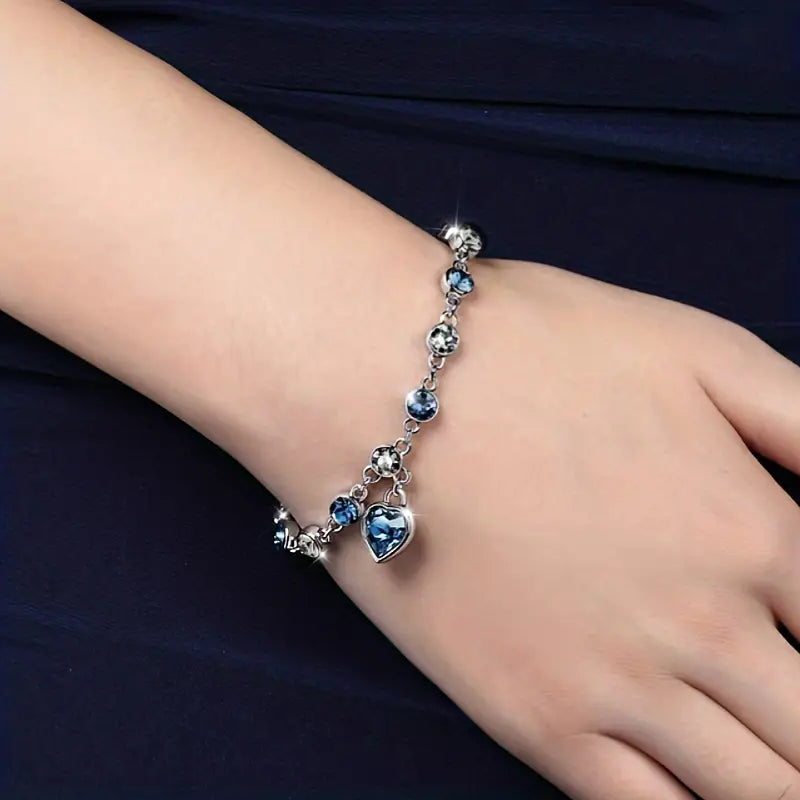 Silber Saphir Herz Kettenarmband