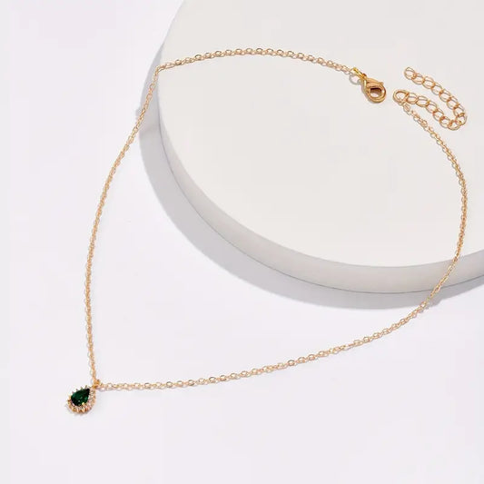 Gold Smaragd Tropfen Halskette