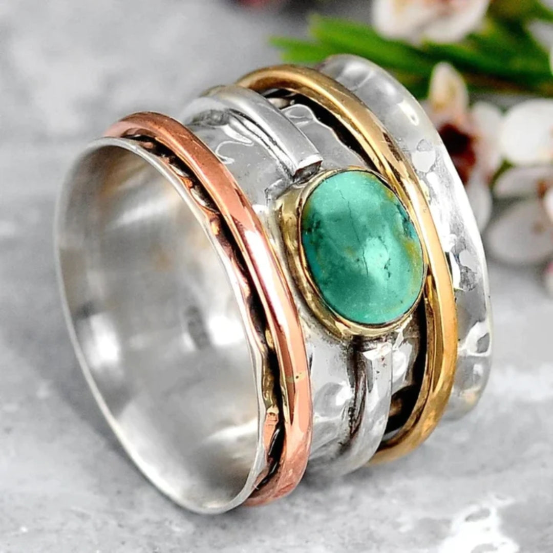Silber Gold und Roségold Zargenfassung Akzent Ring