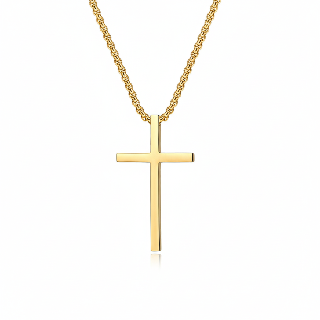 Zargenfassung Kreuz Halskette | Gold