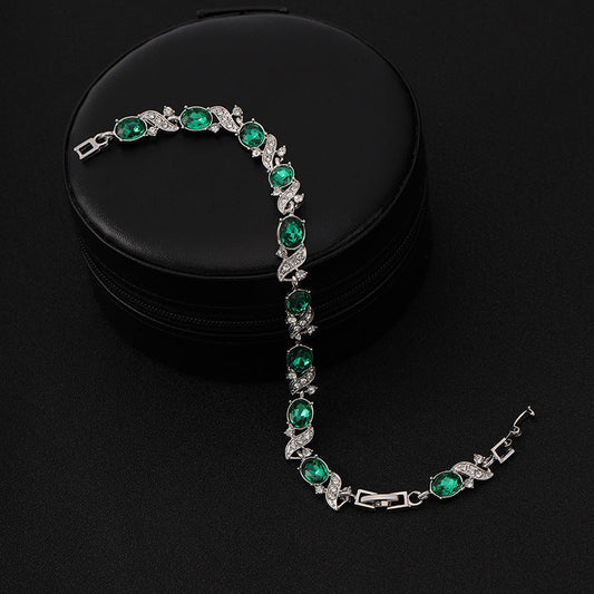 Silber Smaragd Vintage Glieder Armband