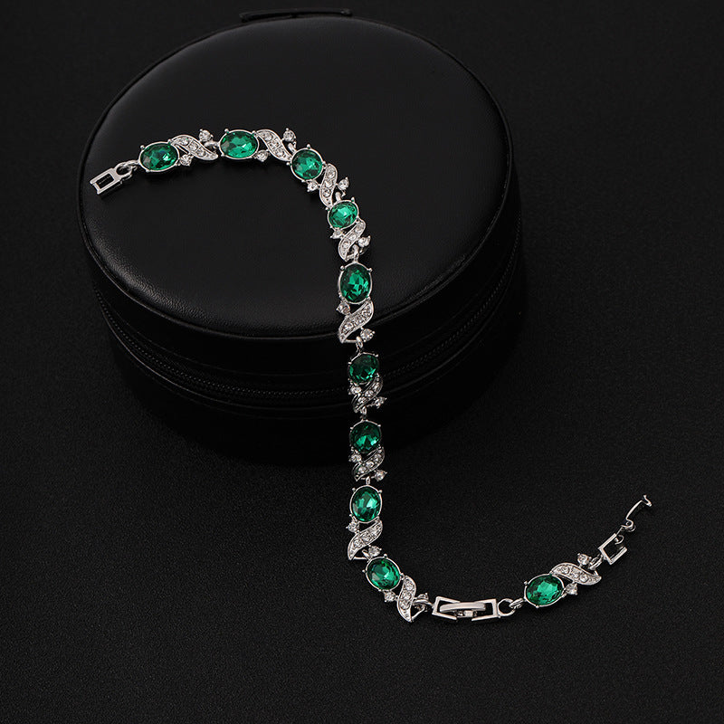 Silber Smaragd Vintage Glieder Armband