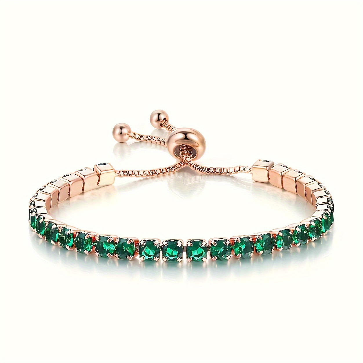 Gold Smaragd Verstellbares Tennisarmband