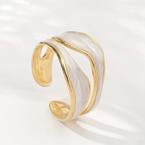 Silber und Gold Skulpturaler Cuff Ring