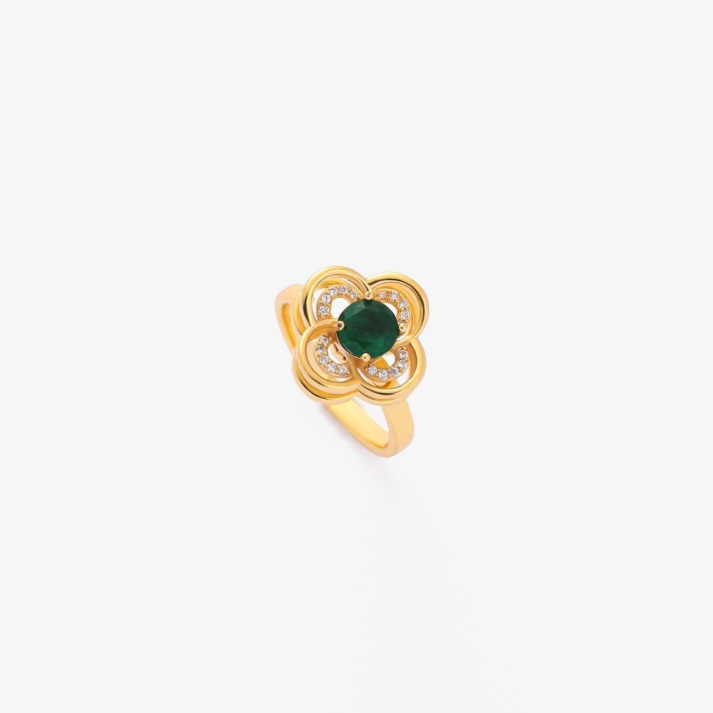 Gold Smaragd Blüten Ring