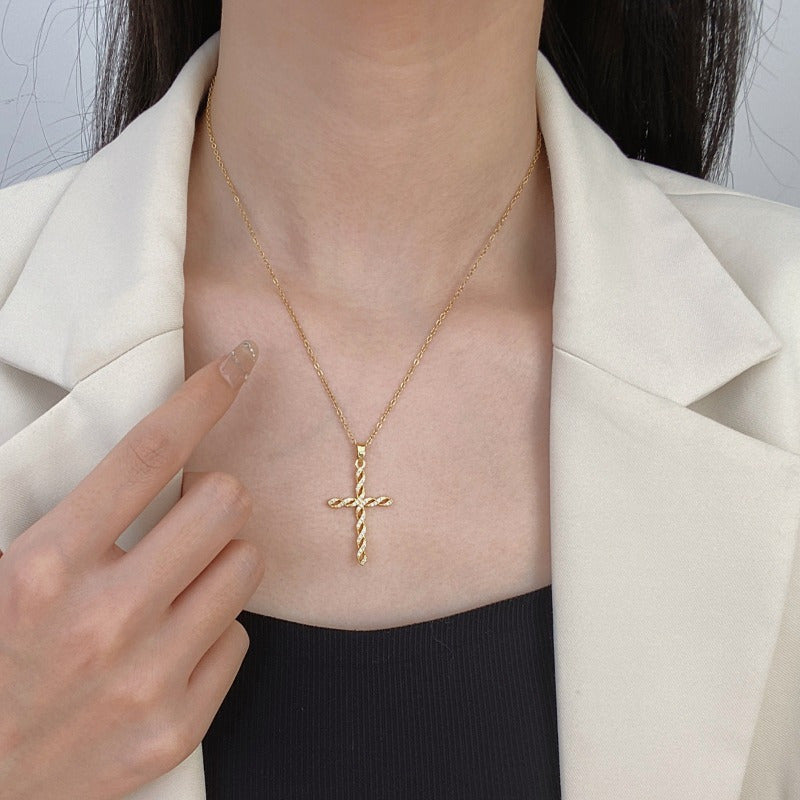 Kristall Twist Kreuz Halskette | Gold