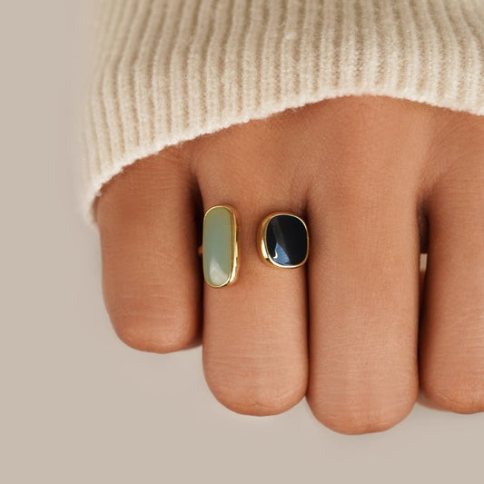 Gold Dual Stein Offen Ring