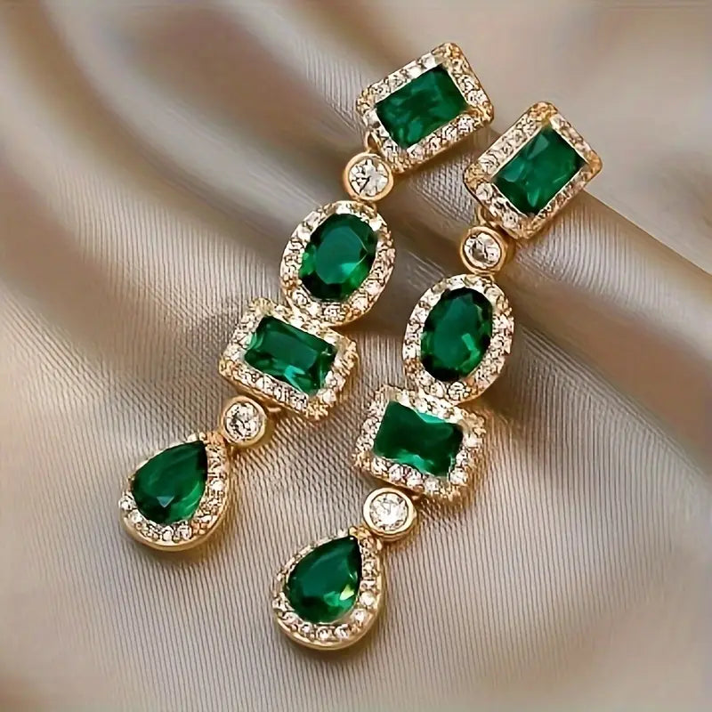 Gold Smaragd Multi-Shape Tropfenohrringe