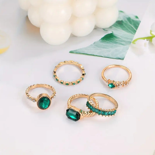Zarina Exquisit Smaragd Ring-Set | Gold