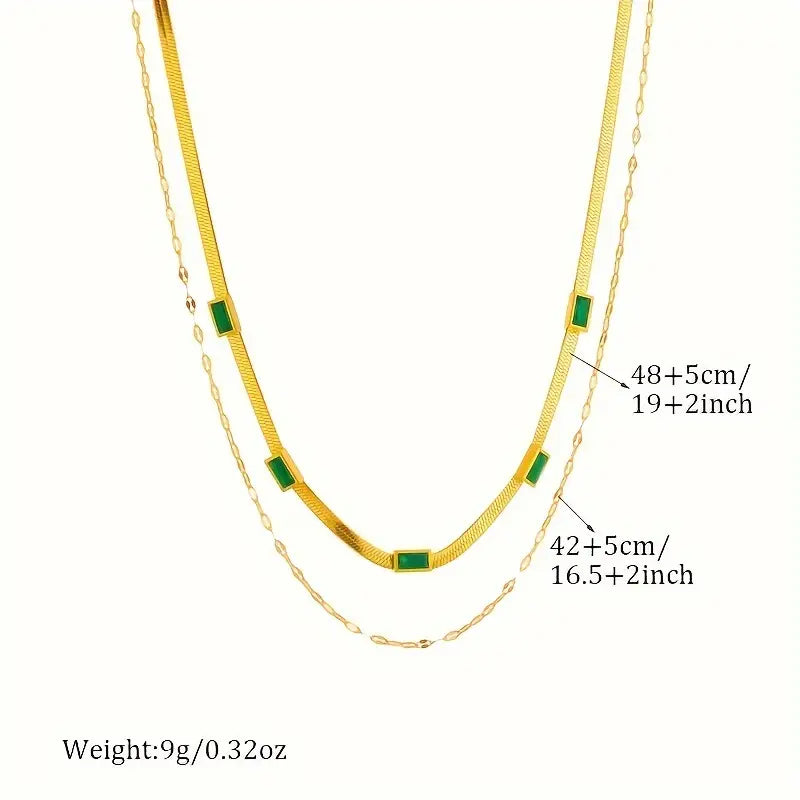 Sister Edelstein Double-Layer Retro Halskette | Gold
