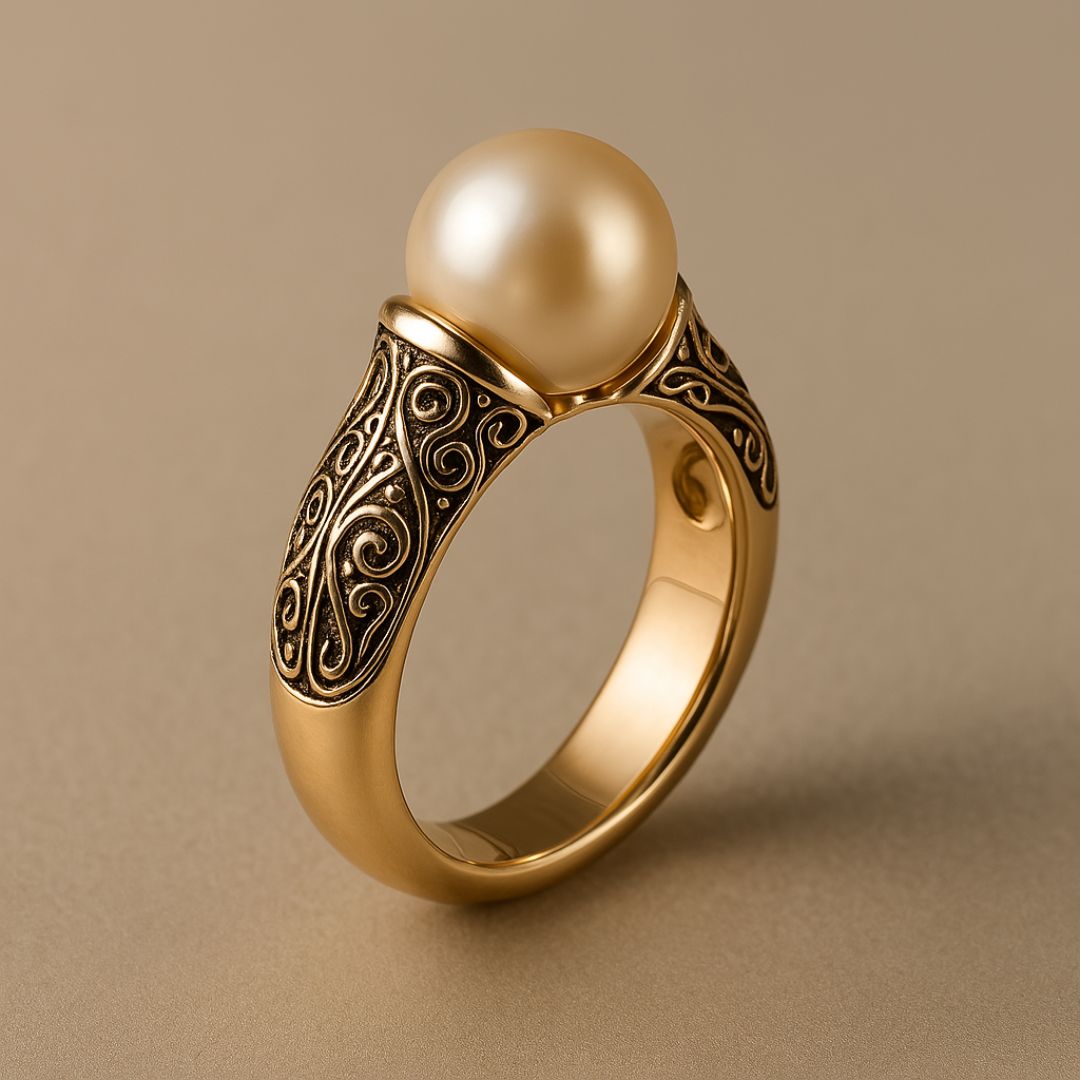 Zeitlos Vintage Perlen Goldring