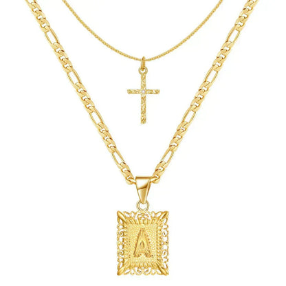 Kreuz Initialen Halsketten-Set | Gold