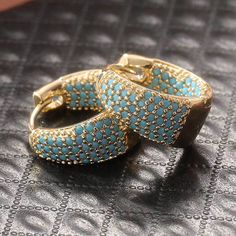 Gold-Tone Türkis Beaded Creolen | Gold