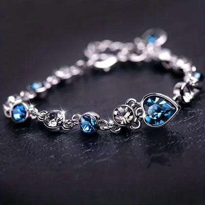 Silber Saphir Herz Kettenarmband