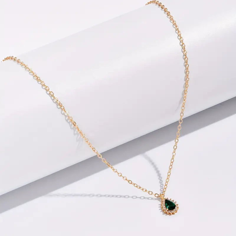Gold Smaragd Tropfen Halskette