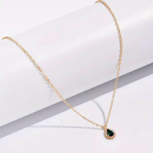 Gold Smaragd Tropfen Halskette