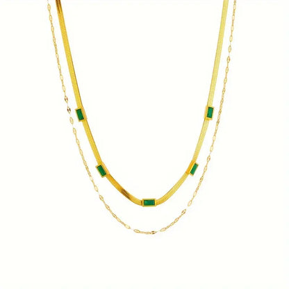 Sister Edelstein Double-Layer Retro Halskette | Gold