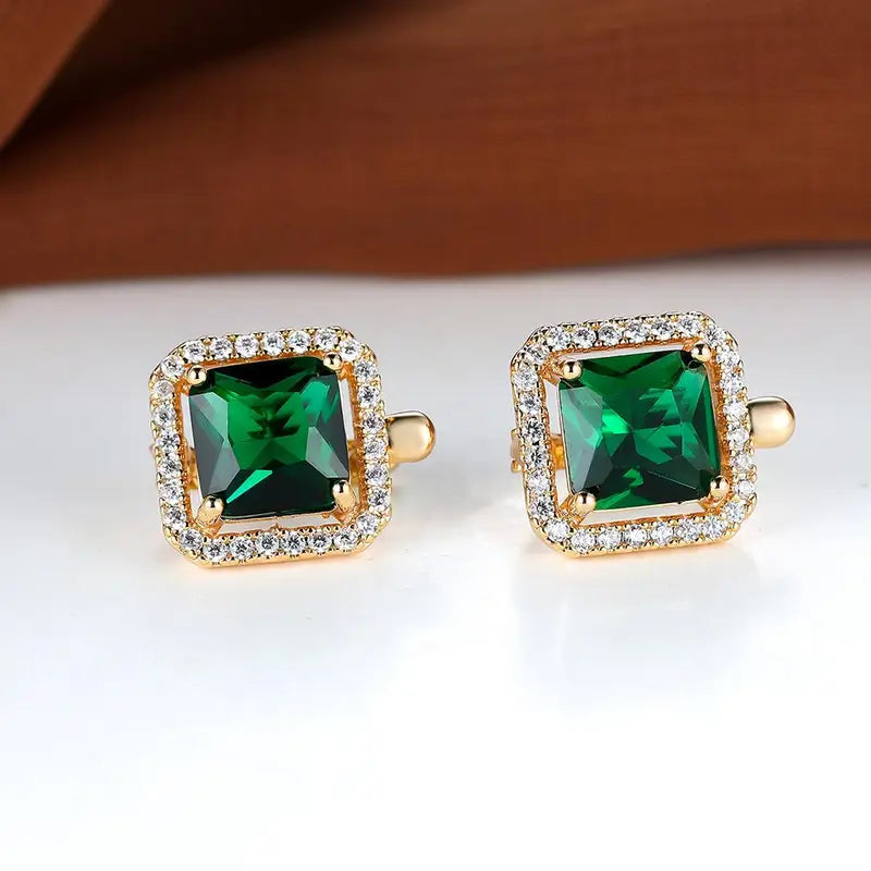 Gold Grün Square Zirkonia Ohrringe | Gold