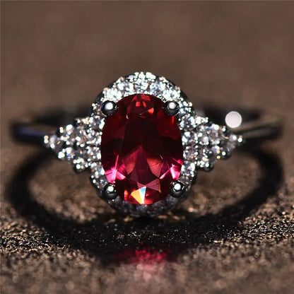 Silber Rubin Halo Ring
