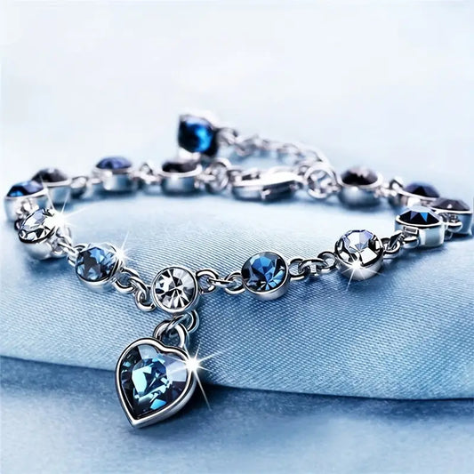 Silber Saphir Herz Kettenarmband