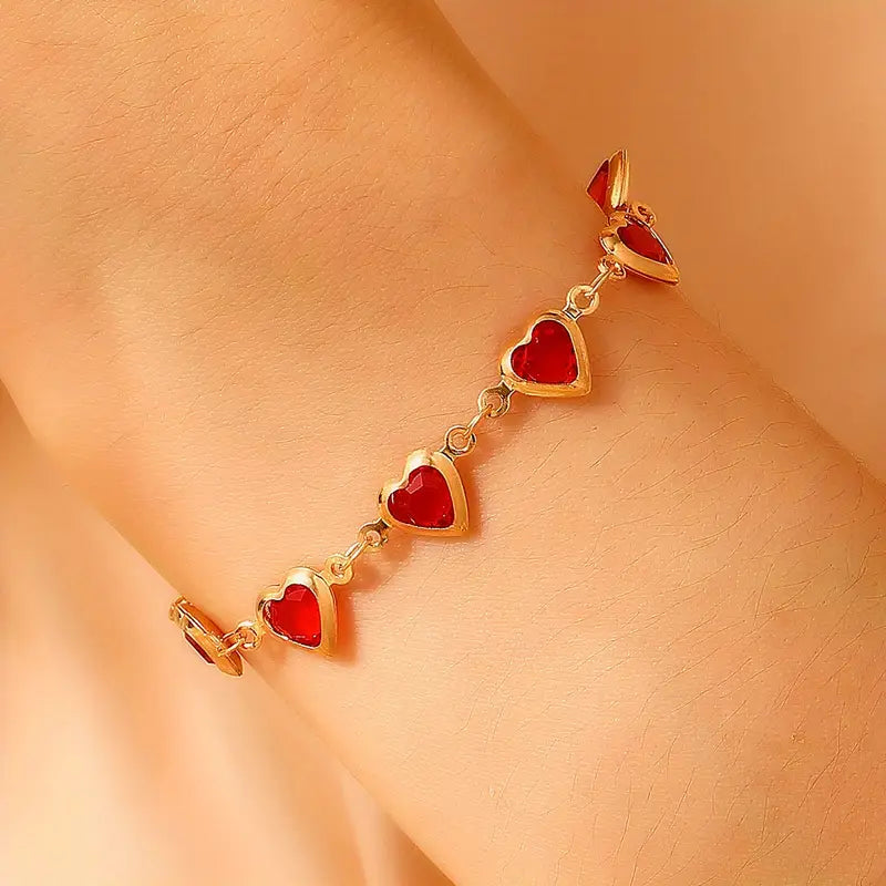 Gold Rubin Herz Kettenarmband