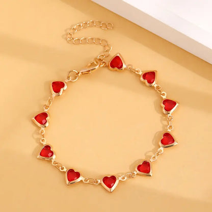 Gold Rubin Herz Kettenarmband