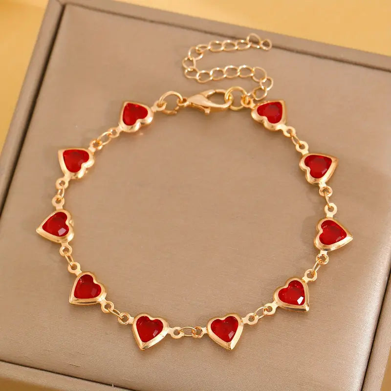 Gold Rubin Herz Kettenarmband