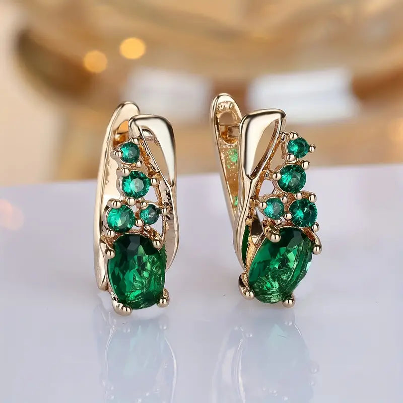 Gold Smaragd Cluster Tropfenohrringe