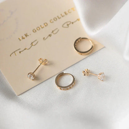 Dara Brillane Stein Ohrring-Set | Gold