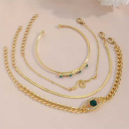 Gold Smaragd Charm Armband-Set