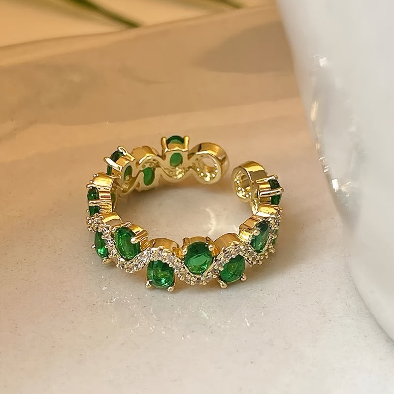 Calira Funkelnd Smaragd Offen Ring | Gold