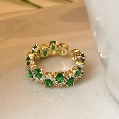 Calira Funkelnd Smaragd Offen Ring | Gold