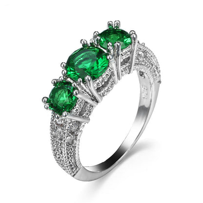 Silber Smaragd Dreistein Ring