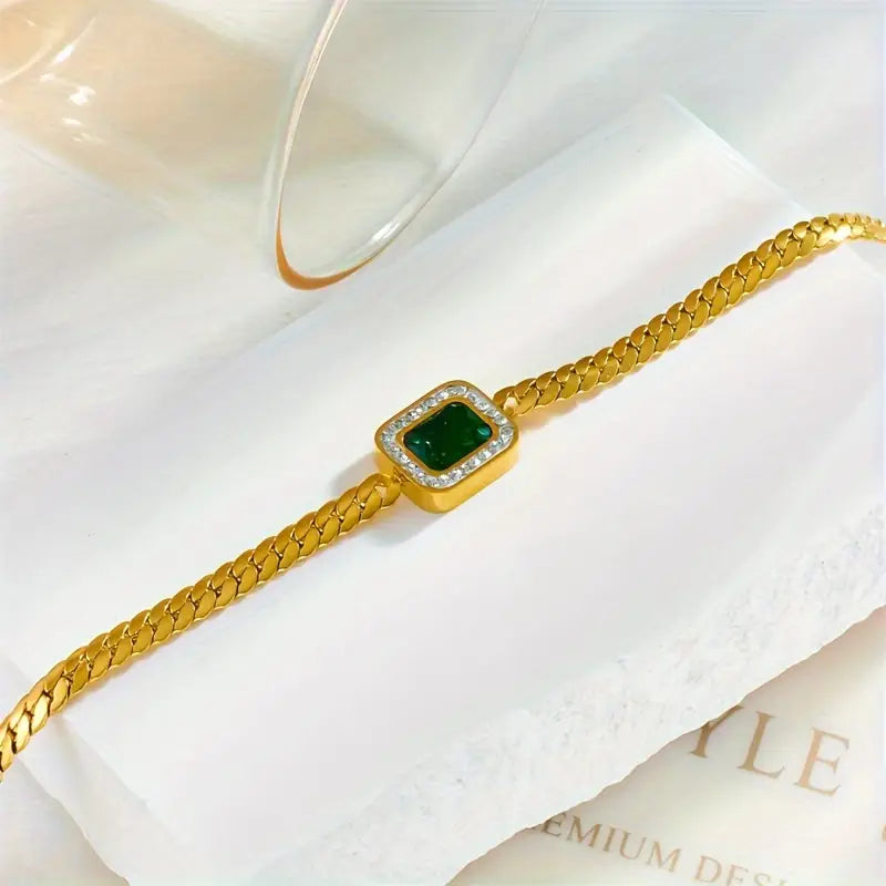 Gold Smaragd Kettenarmband