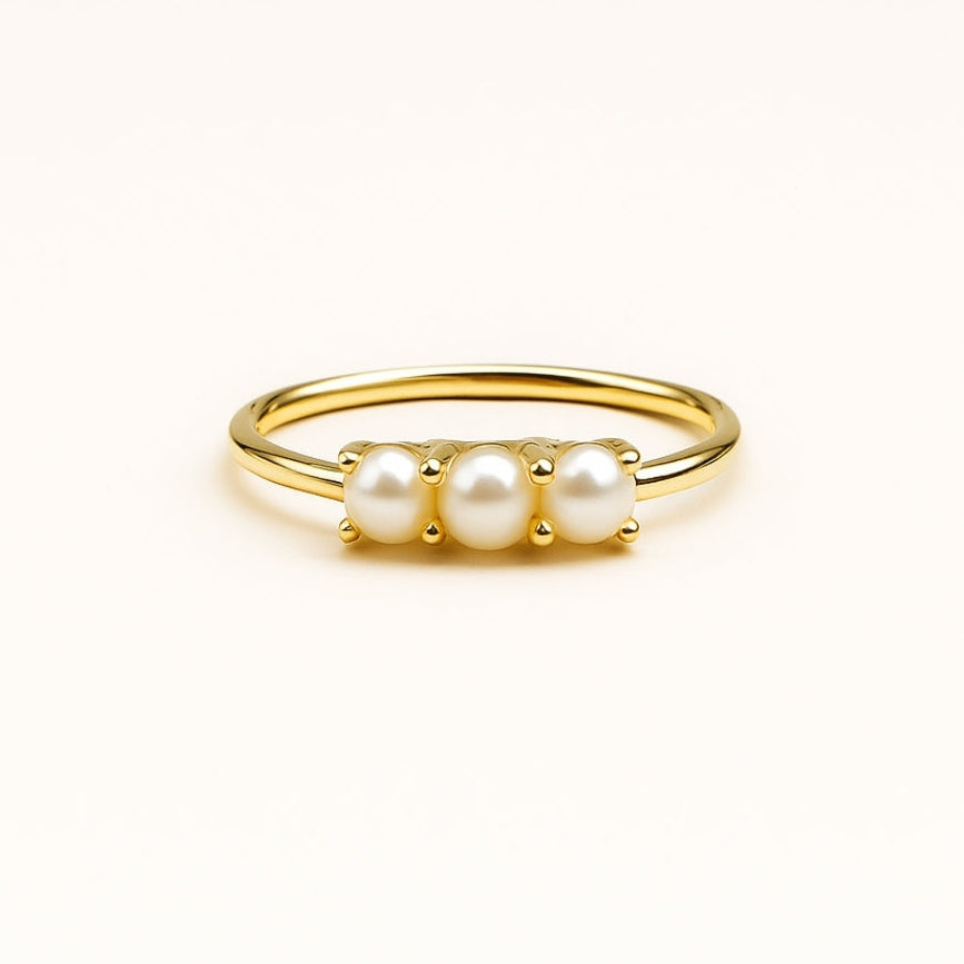 Triple Perlen Goldring