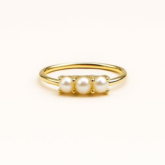 Triple Perlen Goldring