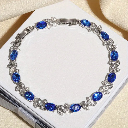 Silber Saphir Blüten Glieder Armband