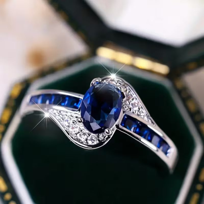 Saphir Flow Ring | Weißgold