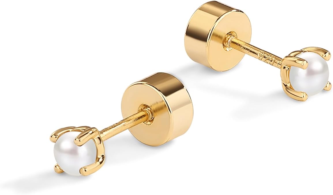 Zierlich Perlen Ohrstecker | Gold