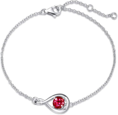 Rubin Unendlichkeits Armband | Weißgold