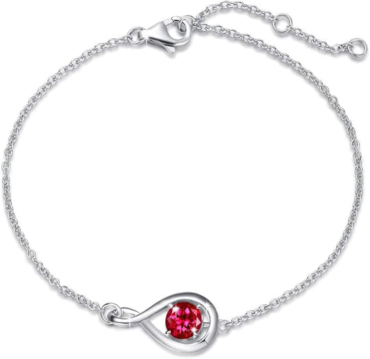 Rubin Unendlichkeits Armband | Weißgold